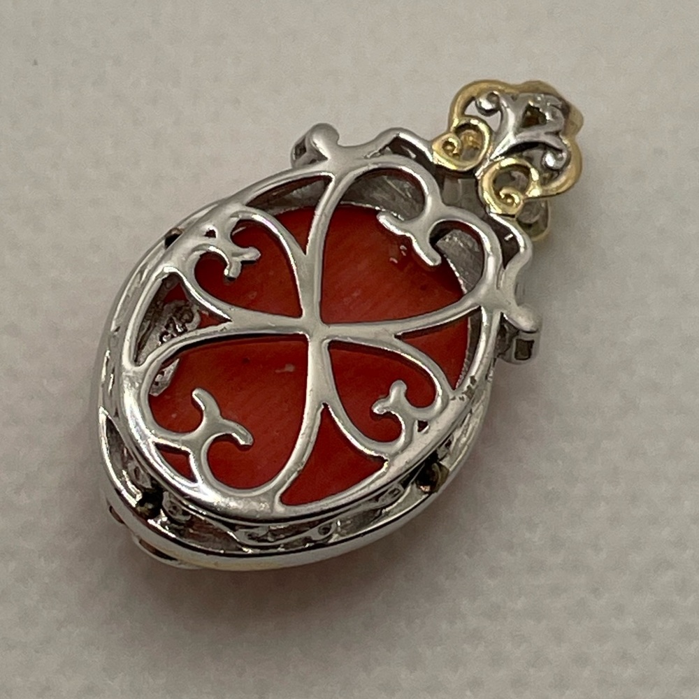 Gems en Vogue Salmon Coral Sapphire Pendant - Picture 6 of 14
